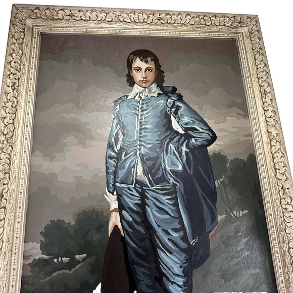 Vintage Paint by Number -The Blue Boy 31” x 21” White & Gold Frame Reproduction - Picture 5 of 12